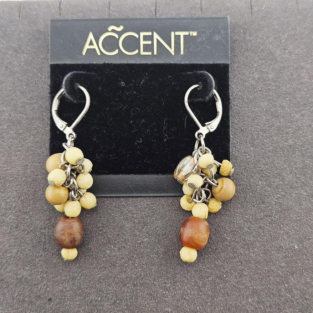 Accent Beaded Dangle Drop Hook Earrings Pastel Yellow Whimsical Beach Boho